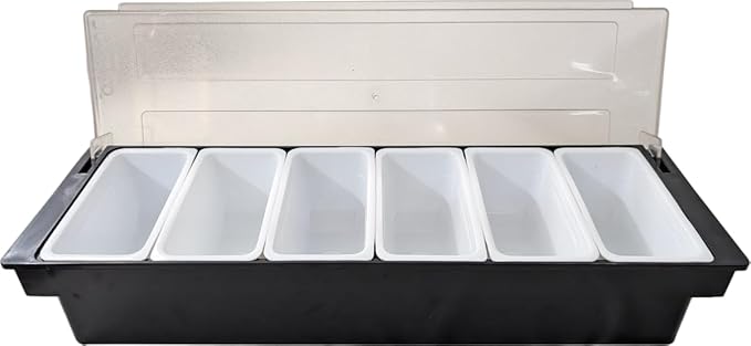 Storage Container box | Ice Cooled Condiment Tray | 6 Compartment Containers