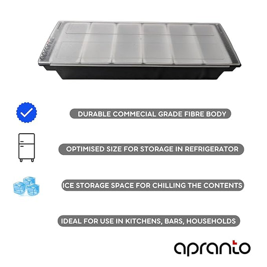 Storage Container box | Ice Cooled Condiment Tray | 6 Compartment Containers