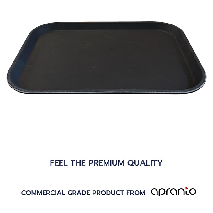 Rectangle Serving Tray | 16x12 Inches | Anti Slip Rubber Coating | Fibre Body