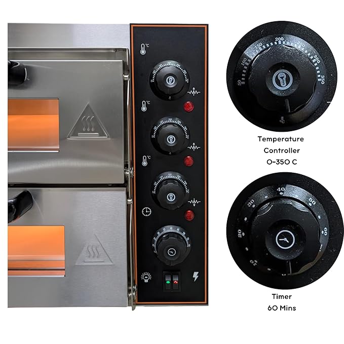 Electric Stone Pizza Oven 2 Deck | Stainless Steel | Stone Size: 400mm x 400mm (2 Pcs)