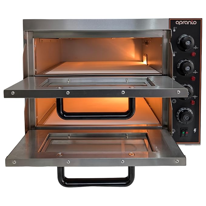 Electric Stone Pizza Oven 2 Deck | Stainless Steel | Stone Size: 400mm x 400mm (2 Pcs)