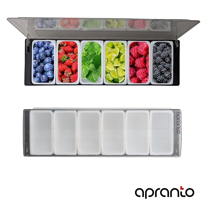 Storage Container box | Ice Cooled Condiment Tray | 6 Compartment Containers