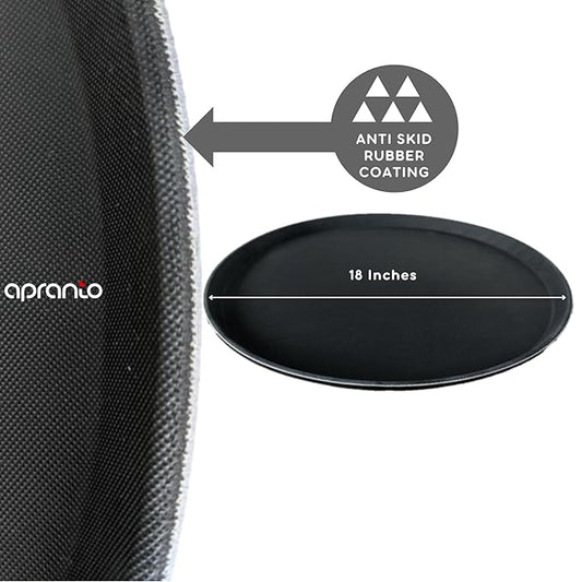 Round Serving Tray (18 inch) | Anti Slip Rubber Coating | Fibre Body