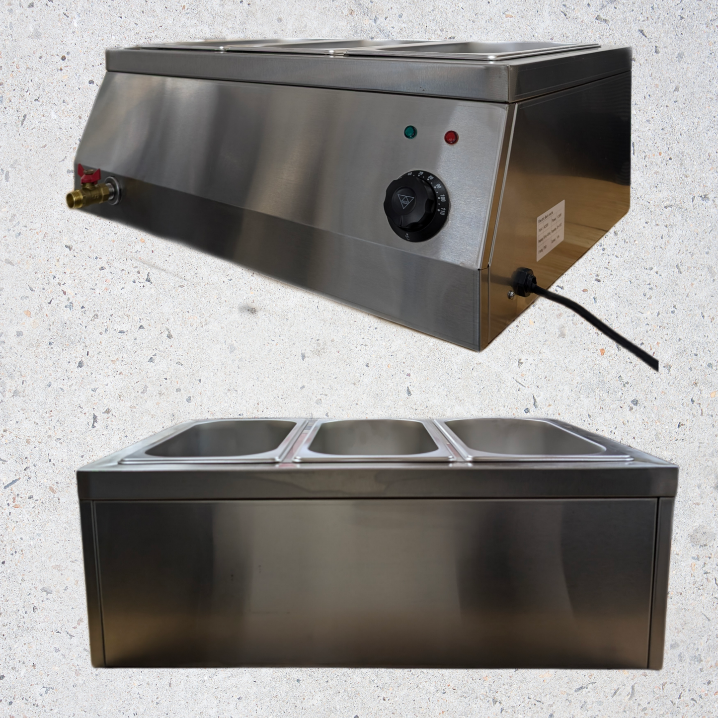 Bain Marie Food Warmer | Buffet Server | Stainless Steel 4 litres x 3 Pans
