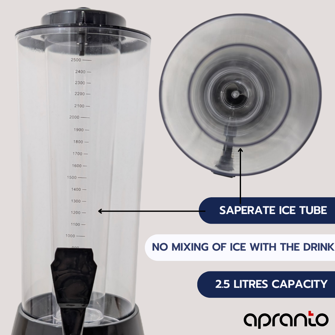 Cocktail Tower | Beer Mocktail Juice Dispenser | with LED Lights | Sealed Ice Tube | 2.5 litres