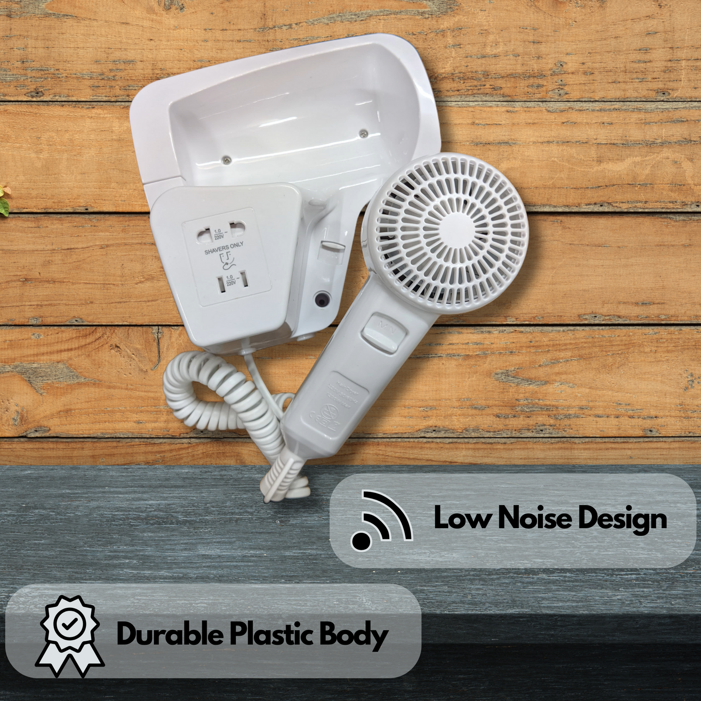 Hair Dryer Wall Mount | With Shaver Socket