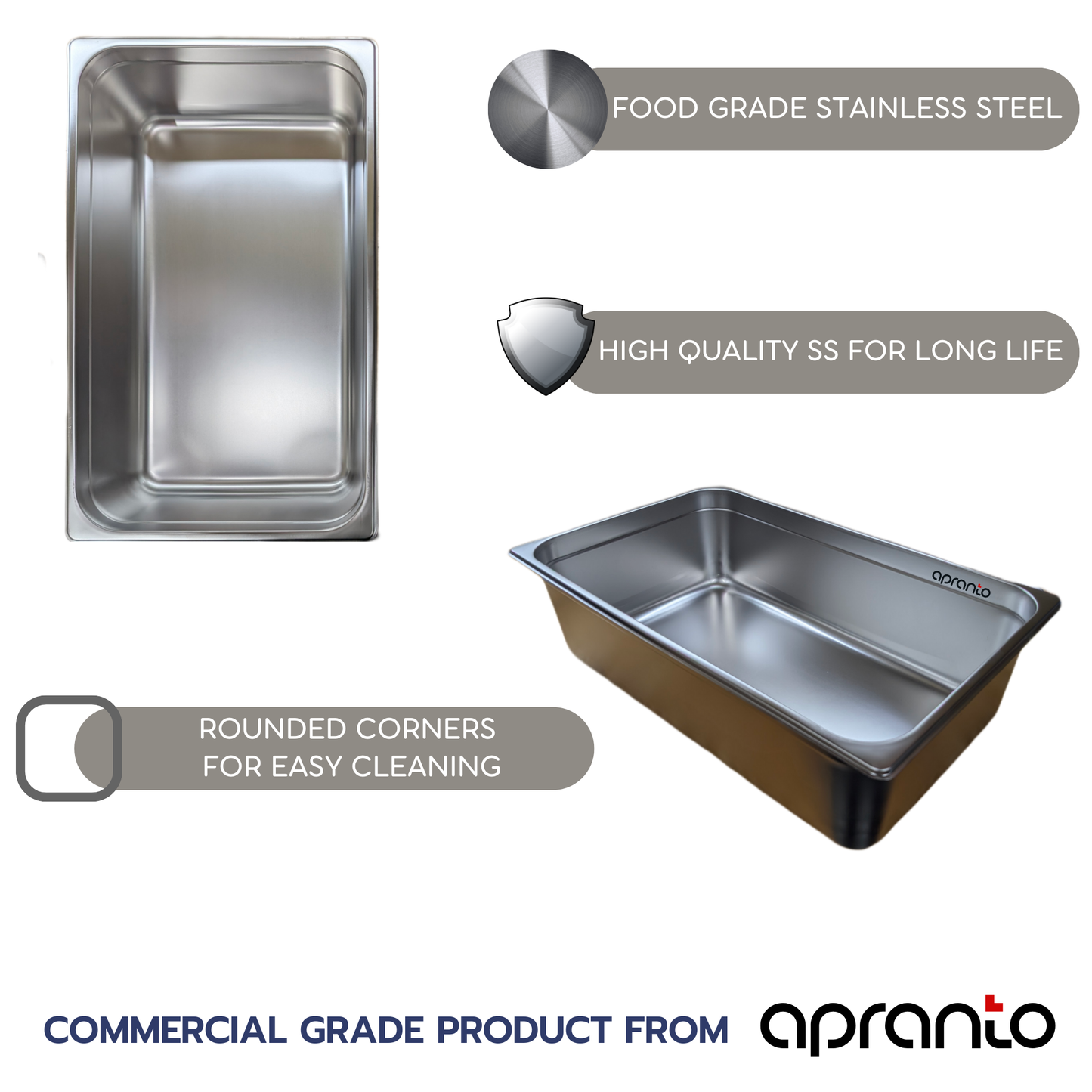 GN Pan Container 1/1 | Stainless Steel | Heavy Weight (150mm | 6 Inch Deep | 20 Litres)