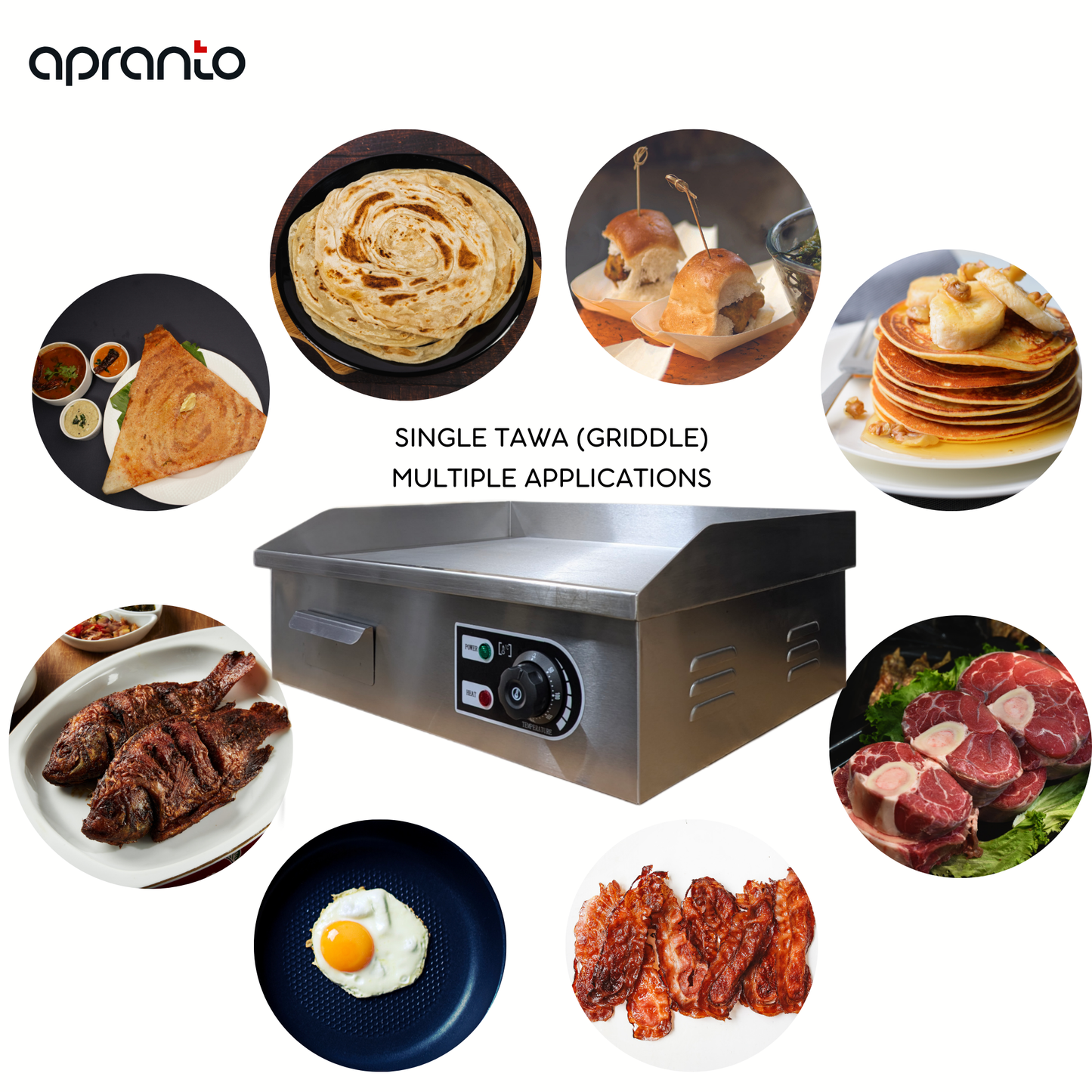 Electric Griddle Plate Tawa (Flat) | Stainless Steel | For Dosa, Paratha, Roll, Wrap, Toast, Omlette, Bacon, Meat, Fish | | | 3000 Watts