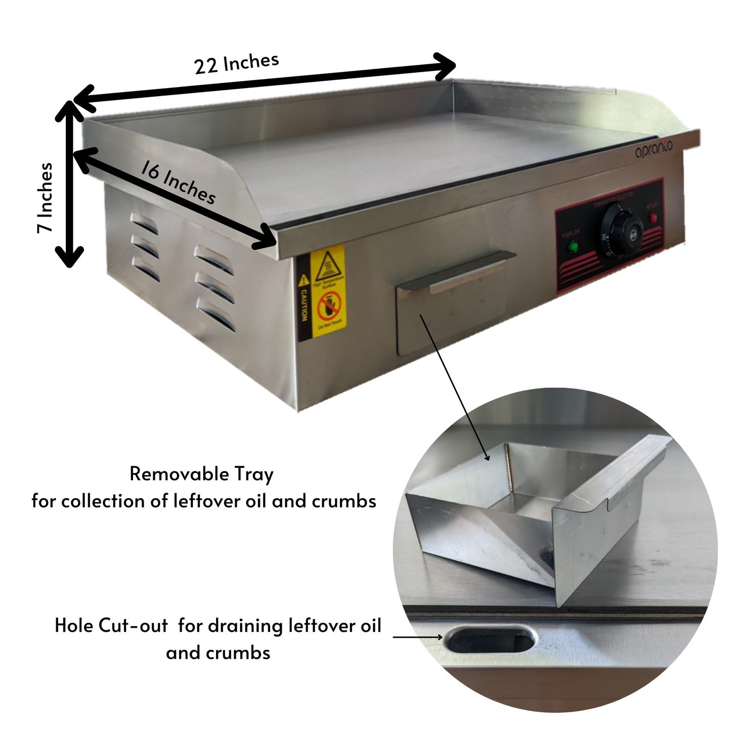 Electric Griddle Plate Tawa (Flat) | Stainless Steel | For Dosa, Paratha, Roll, Wrap, Toast, Omlette, Bacon, Meat, Fish | | | 3000 Watts