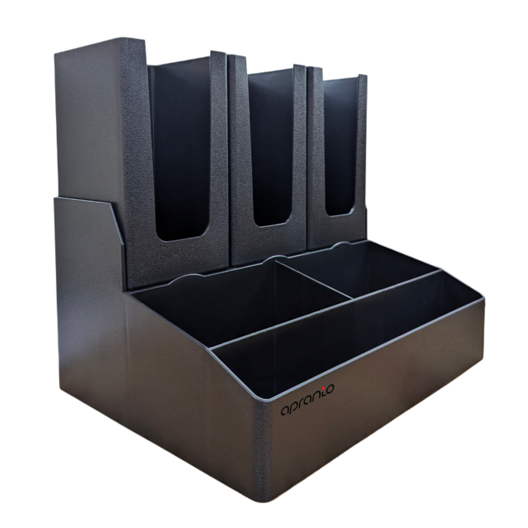 Coffee Tea Condiment Organiser | 6 Compartments with Cup Holder