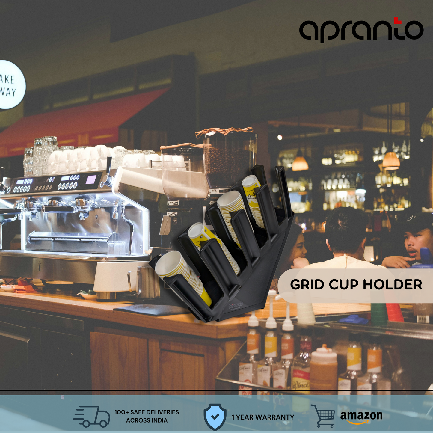 Grid Cup Holder | Coffee Cup Holder | Commercial Grade Fiber | Wide Slots (4-Grid)