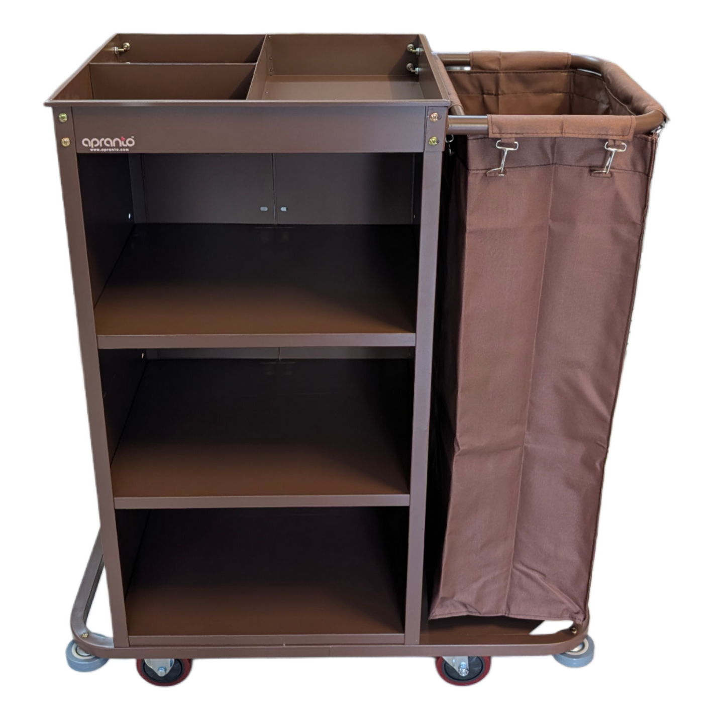 Housekeeping Trolley | 3 Shelves | Removable Laundry Bag