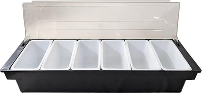 Storage Container box | Ice Cooled Condiment Tray | 6 Compartment Containers