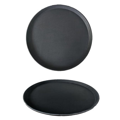 Round Serving Tray (18 inch) | Anti Slip Rubber Coating | Fibre Body