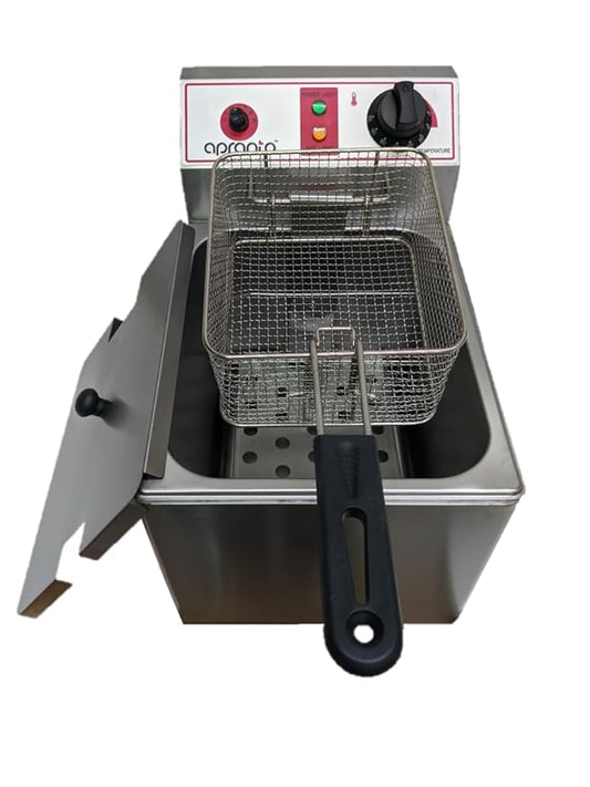 Electric Fryer | Commercial Heavy Duty | Heavy Wired Basket | Stainless Steel (8 Litres)