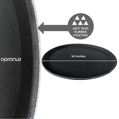 Round Serving Tray 16 Inches | Anti Slip Rubber Coating | Fibre Body