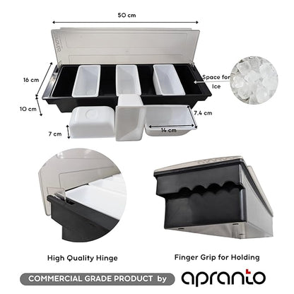 Storage Container box | Ice Cooled Condiment Tray | 6 Compartment Containers
