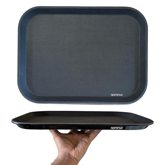 Rectangle Serving Tray | 16x12 Inches | Anti Slip Rubber Coating | Fibre Body