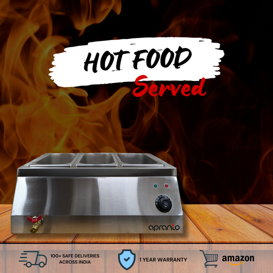 Bain Marie Food Warmer | Buffet Server | Stainless Steel  4 litres x 3 Pans