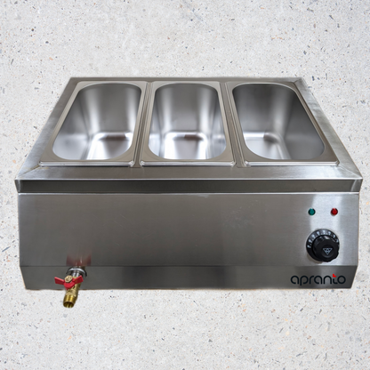 Bain Marie Food Warmer | Buffet Server | Stainless Steel  4 litres x 3 Pans