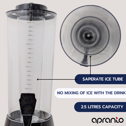 Cocktail Tower | Beer Mocktail Juice Dispenser | with LED Lights | Sealed Ice Tube | 2.5 litres