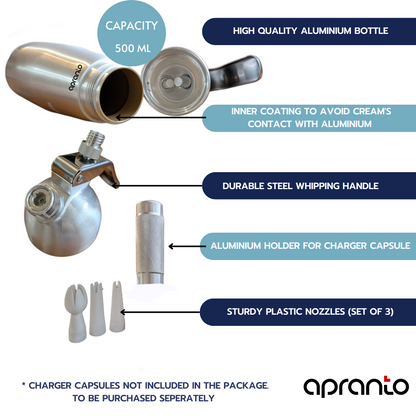 Aluminium Cream Whipper | Whipped Cream Dispenser 500ml