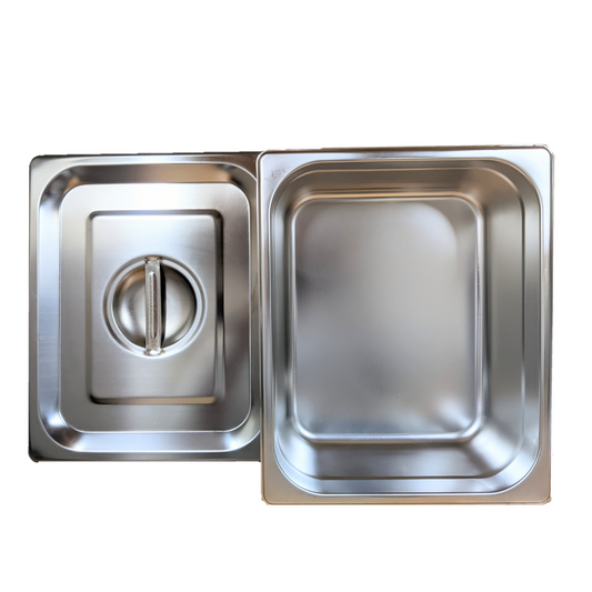 GN Pan Container 1/2 100mm (4 inches) Deep | Volume: 6 Litres | Stainless Steel (With Lid)