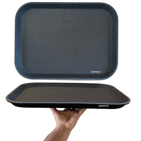 Rectangle Serving Tray | 20x15 Inches Large Size | Anti Slip Rubber Coating | Fibre Body