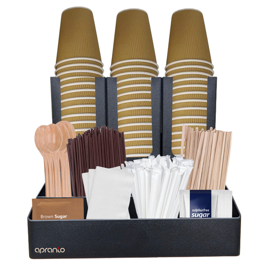 Coffee Tea Condiment Organiser | 6 Compartments with Cup Holder