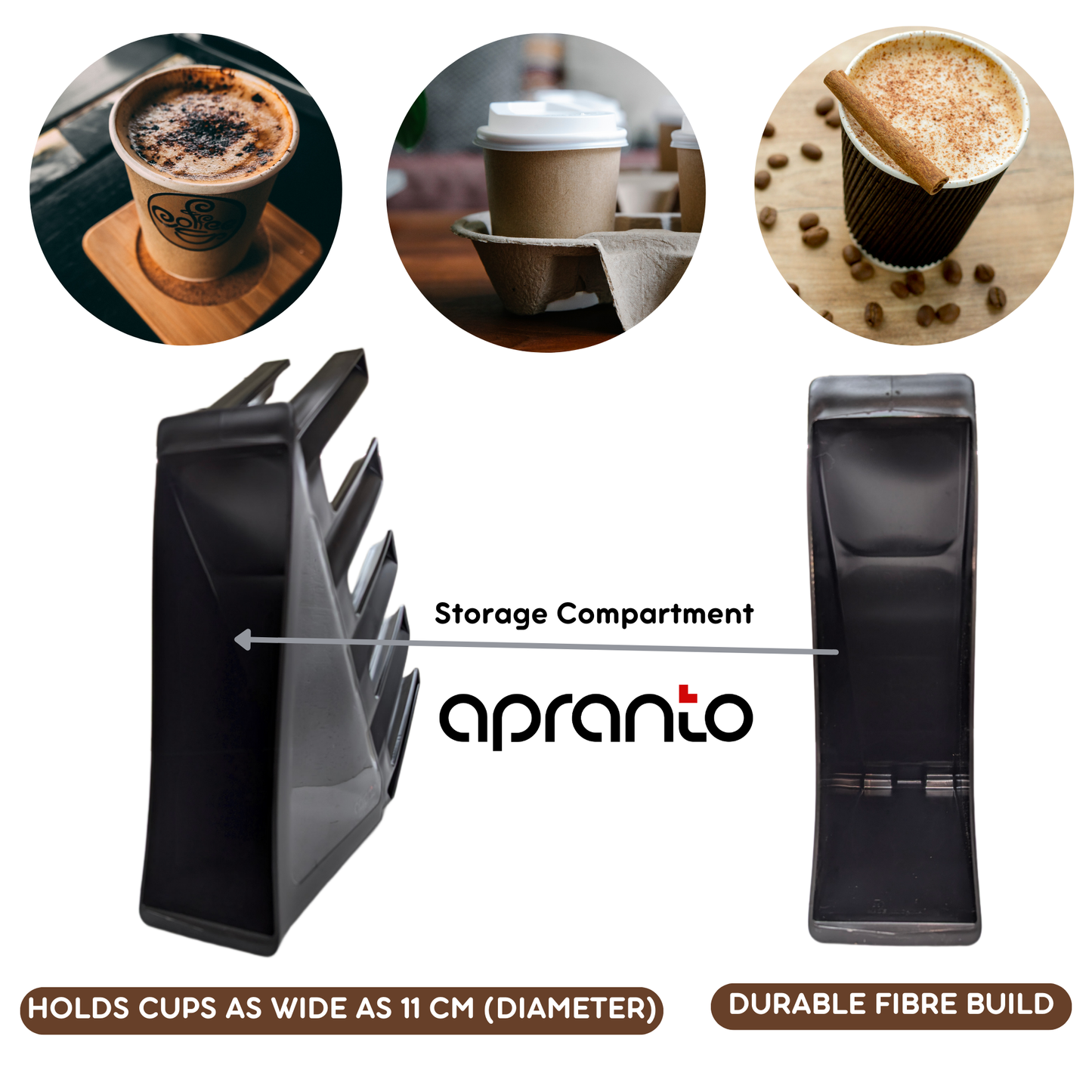 Grid Cup Holder | Coffee Cup Holder | Commercial Grade Fiber | Wide Slots (4-Grid)