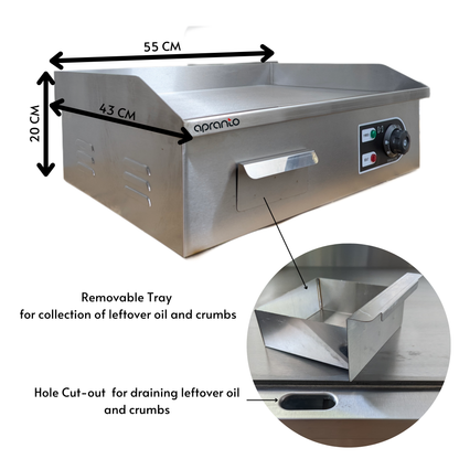 Electric Griddle Plate Tawa (Flat) | Stainless Steel | For Dosa, Paratha, Roll, Wrap, Toast, Omlette, Bacon, Meat, Fish | |  | 3000 Watts